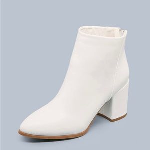White Booties with Pointed Toe